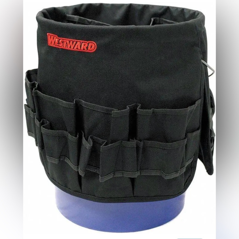 Westward 55 Pocket Bucket Tool Organizer Heavy Duty Black